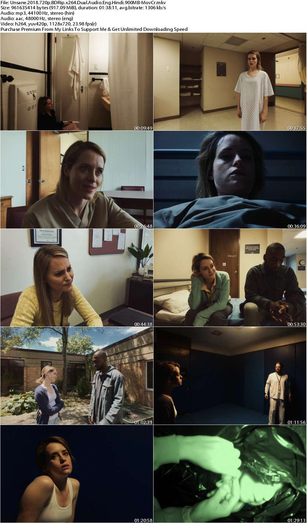 Unsane (2018) 720p BDRip x264 Dual Audio [English+Hindi] 900MB-MovCr