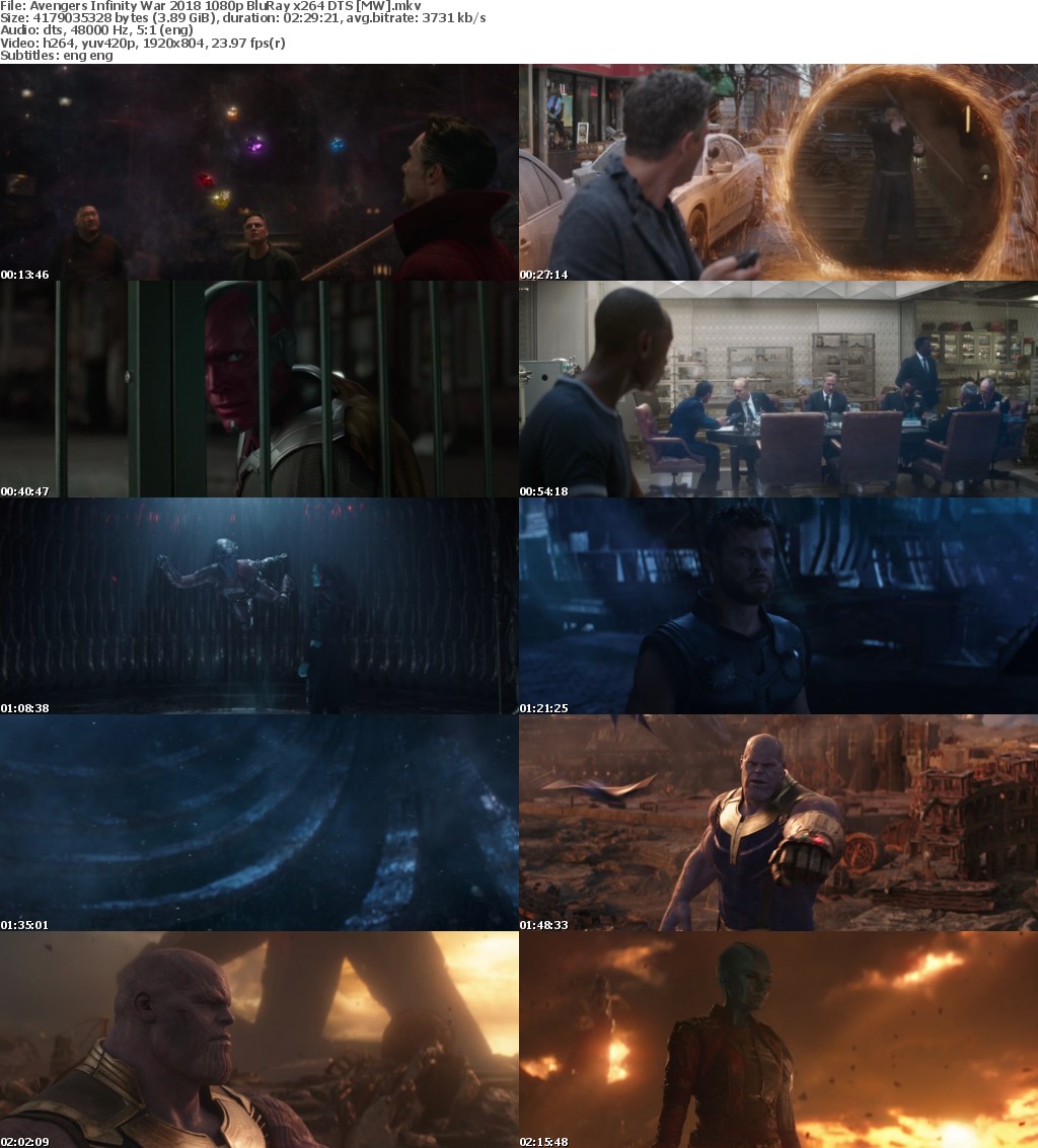 Avengers Infinity War (2018) 1080p BluRay x264 DTS MW