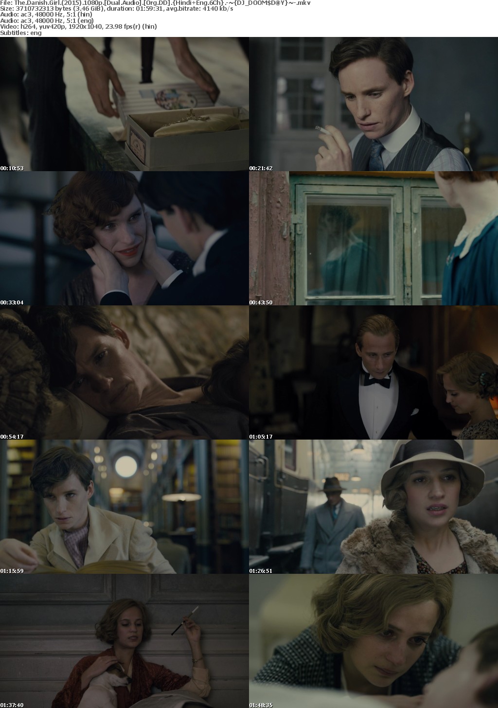 The Danish Girl (2015) 1080p BRRip Dual Audio Org DD Hindi+Eng 6Ch -~DOOMSDAY~-