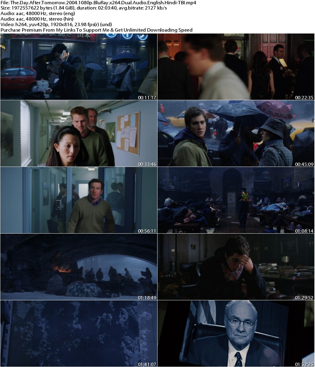 The Day After Tomorrow (2004) 1080p BluRay x264 Dual Audio [English+Hindi] -TBI