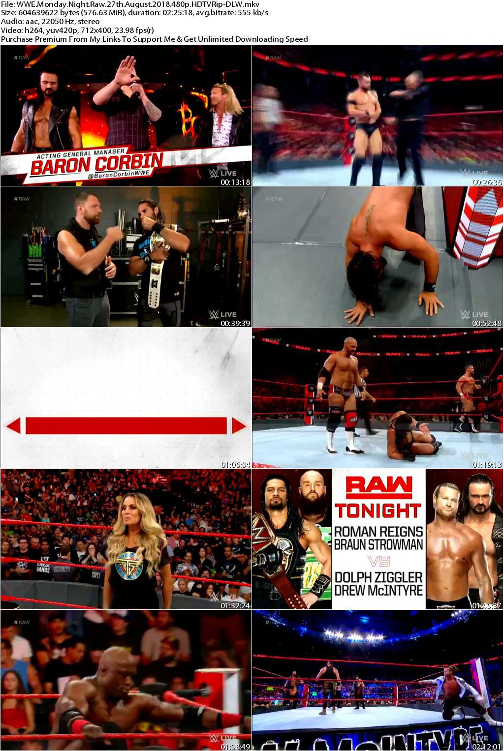 WWE Monday Night Raw 27th August 2018 480p HDTVRip-DLW