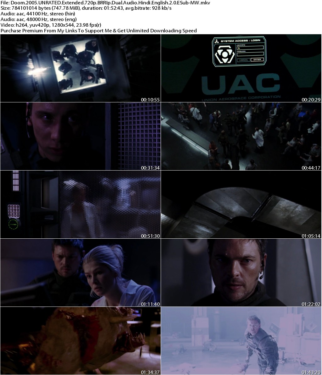 Doom (2005) UNRATED Extended 720p BRRIp Dual Audio [Hindi+English] ESub-MW