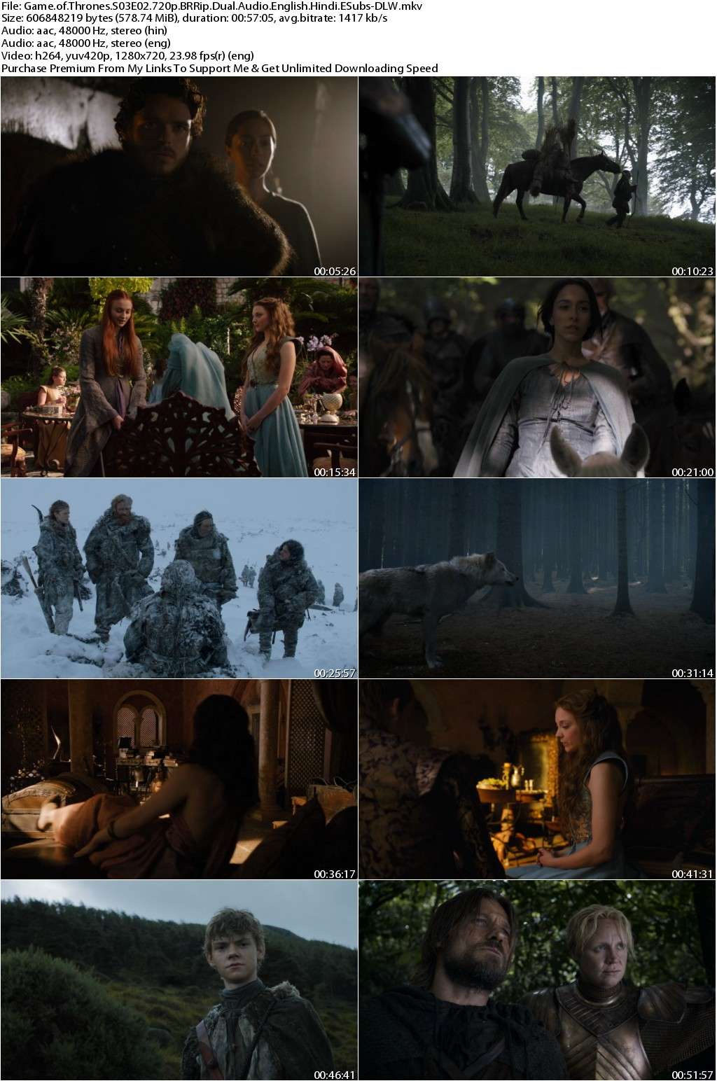 Game of Thrones S03E02 720p BRRip Dual Audio English Hindi ESubs-DLW