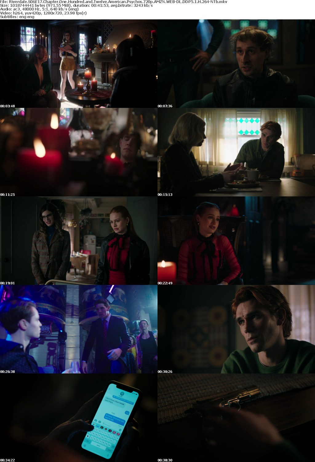 Riverdale US S06E17 Chapter One Hundred and Twelve American Psychos 720p AMZN WEBRip DDP5 1 x264-NTb