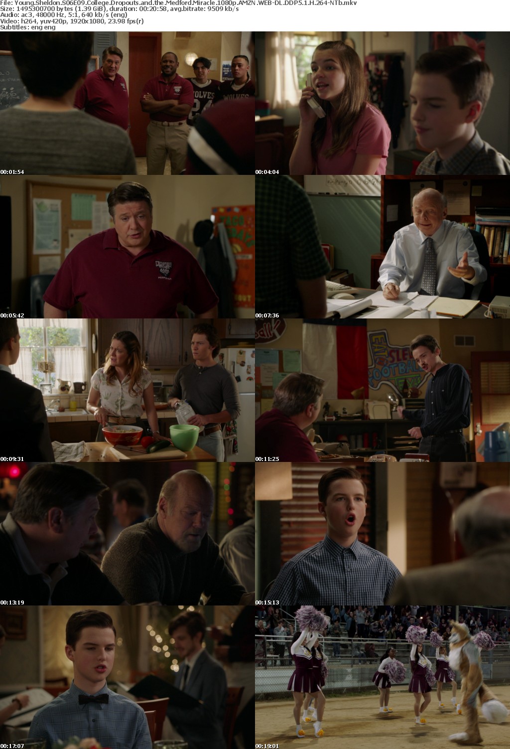 Young Sheldon S06E09 College Dropouts and the Medford Miracle 1080p AMZN WEBRip DDP5 1 x264-NTb
