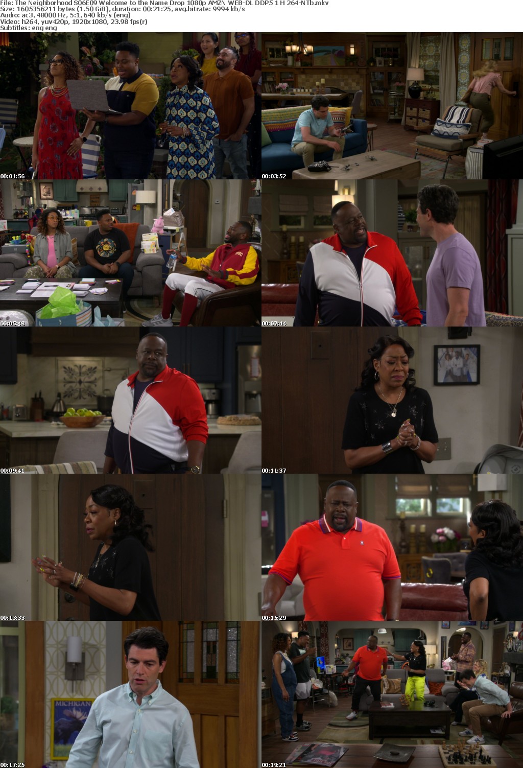 The Neighborhood S06E09 Welcome to the Name Drop 1080p AMZN WEB-DL DDP5 1 H 264-NTb